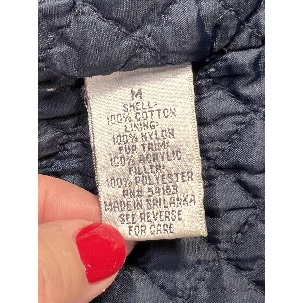 Cole B Country Denim Quilt Lined Faux Fur Trim Jacket Women's Size Medium Blue - Picture 16 of 16